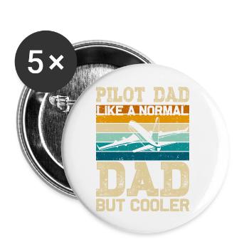 Papa pilote comme papa normal pour hommes Pilote d’aviation - Lot de 5 petits badges (25 mm) - blanc - Devant