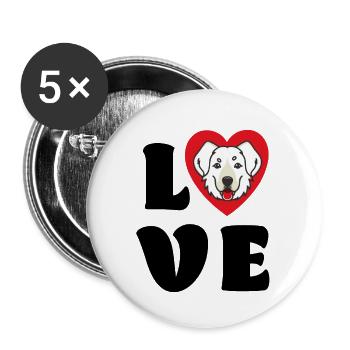 Love dogs - Buttons small 1''/25 mm (5-pack) - white - Front