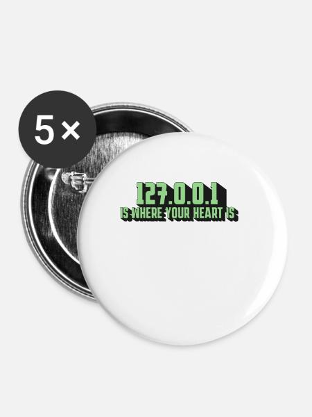 127.0.0.1 - Der Herzschlag Eines Programmierers - Buttons klein 25 mm (5er Pack) - Weiß