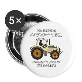 TRACTOR PROTESTER FARMERS PLOUGHING - Buttons small 1''/25 mm (5-pack) - white - Front