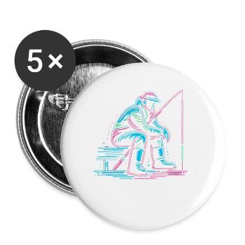 Eisfischen Fisch Fischer Angler - Buttons klein 25 mm (5er Pack) - Weiß - Vorne
