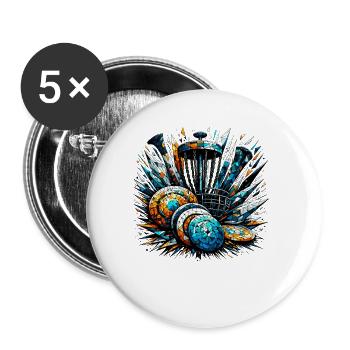 Polygon Art Frisbee Disc Golf joueur volants disques - Lot de 5 petits badges (25 mm) - blanc - Devant