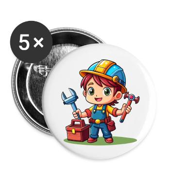 Petit Artisan - Lot de 5 petits badges (25 mm) - blanc - Devant