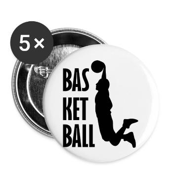 Basketball - Buttons klein 25 mm (5er Pack) - Weiß - Vorne