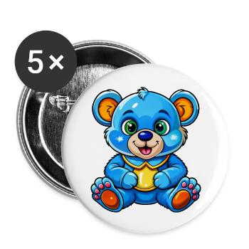Teddy bleu - Lot de 5 petits badges (25 mm) - blanc - Devant