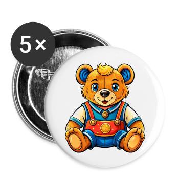 Mignon nounours - Lot de 5 petits badges (25 mm) - blanc - Devant