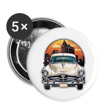 Amerikanischer Oldtimer und Sportwagen - Buttons klein 25 mm (5er Pack) - Weiß - Vorne