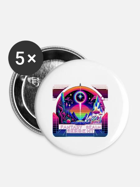 Fantasy Realm Resident 3 - Buttons klein 25 mm (5er Pack) - Weiß