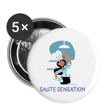 Chef Cuisinier Cuisine Culinaire Retro Bake Restaurant - Lot de 5 petits badges (25 mm) - blanc - Devant