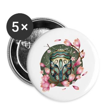 exotique africain effrayant crawly avec des magnolias - Lot de 5 petits badges (25 mm) - blanc - Devant
