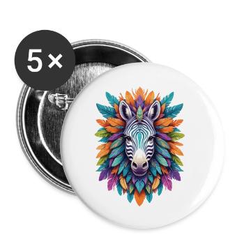 Zebra Mandala Traumfänger Design In Bohemian Stil - Buttons klein 25 mm (5er Pack) - Weiß - Vorne