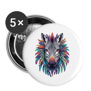 Zebra Mandala Design In Bohemian Style - Buttons small 1''/25 mm (5-pack) - white - Front