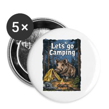 Lets Go Camping Wildschwein Abenteuer Zelten - Buttons klein 25 mm (5er Pack) - Weiß - Vorne