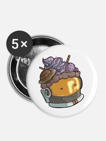 Astro Cupcake - Buttons klein 25 mm (5er Pack) - Weiß