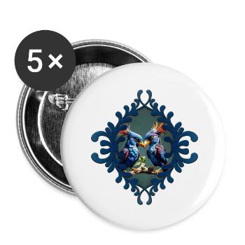 Oiseaux fantastiques amoureux - Lot de 5 petits badges (25 mm) - blanc - Devant