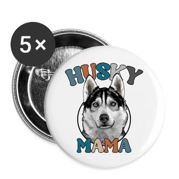 Husky maman chiens chien fête des mères Wilsigns - Lot de 5 petits badges (25 mm) - blanc - Devant