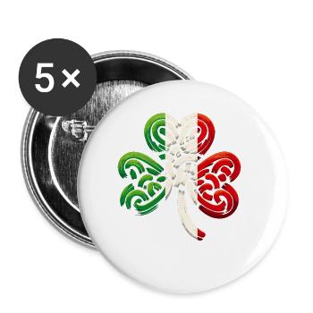Kleeblatt Italien Flagge St. Patrick St. Patricks Day - Buttons klein 25 mm (5er Pack) - Weiß - Vorne