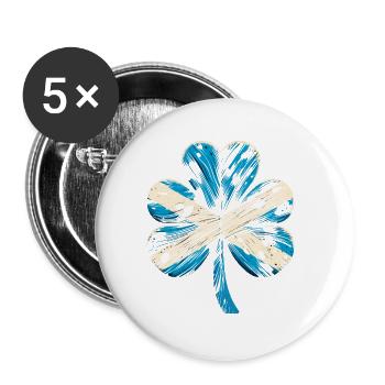 Kleeblatt Schottland Flagge St. Patrick St. Patricks - Buttons klein 25 mm (5er Pack) - Weiß - Vorne