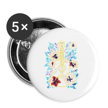 Hawaii Music Retro Look - Buttons small 1''/25 mm (5-pack) - white - Front