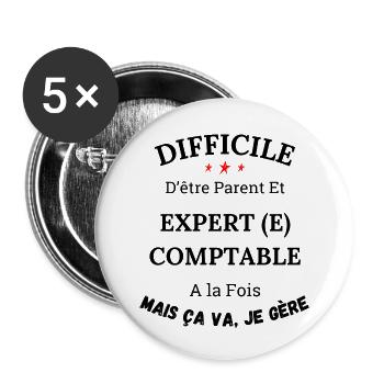 It's hard to be a parent and an accountant - Buttons small 1''/25 mm (5-pack) - white - Front