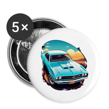 Oldtimer Sonnenuntergang - Buttons klein 25 mm (5er Pack) - Weiß - Vorne
