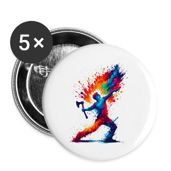 Pop Art hache de lancer hachette hache lanceur haches - Lot de 5 petits badges (25 mm) - blanc - Devant