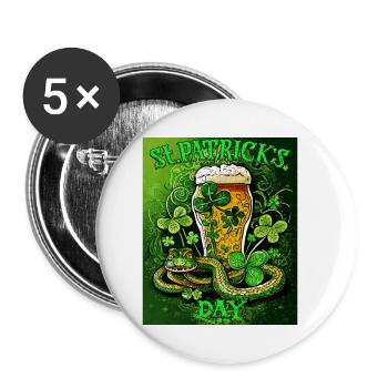 JOUR DE LA SAINT-PATRICK SERPENT BIÈRE TRÈFLE - Lot de 5 petits badges (25 mm) - blanc - Devant