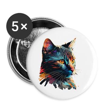 Colorful Cat - Buttons small 1''/25 mm (5-pack) - white - Front
