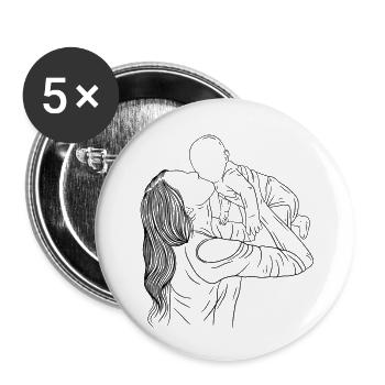 Mutter Kind Liebe - Buttons klein 25 mm (5er Pack) - Weiß - Vorne