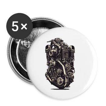 Ingénieur automobile Mécanicien de véhicules à moteur Vintage - Lot de 5 petits badges (25 mm) - blanc - Devant