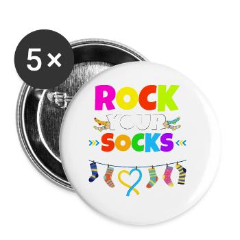 Rock Your Socks Down Syndrome Awareness Day WDSD - Buttons small 1''/25 mm (5-pack) - white - Front