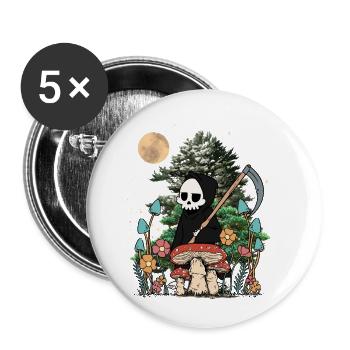 Nature Ghost Ghost Halloween Mushrooms Night Spooky - Buttons small 1''/25 mm (5-pack) - white - Front