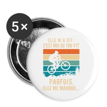 Humorous Mountain Bike Humor Mountain Bike - Buttons small 1''/25 mm (5-pack) - white - Front