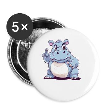 Hippo Hippo Complain Complainer Nölpferd - Buttons small 1''/25 mm (5-pack) - white - Front