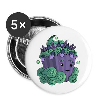 Purple Flower Cupcake - Buttons klein 25 mm (5er Pack) - Weiß - Vorne