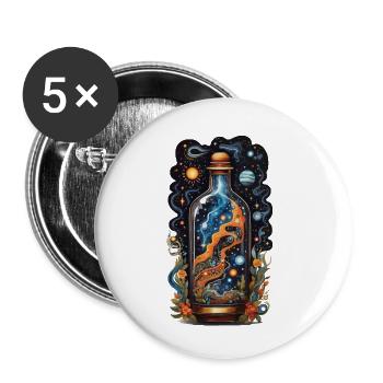Galaxie in Flasche Boho Style Ästhetik - Buttons klein 25 mm (5er Pack) - Weiß - Vorne