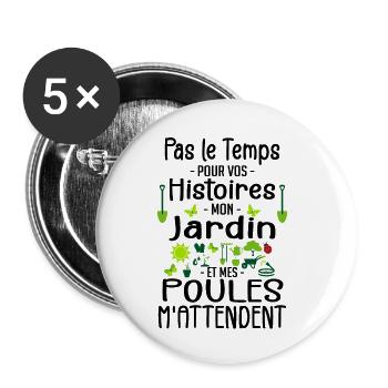 Jardin Poule Humour - Humour Jardinier - Buttons small 1''/25 mm (5-pack) - white - Front
