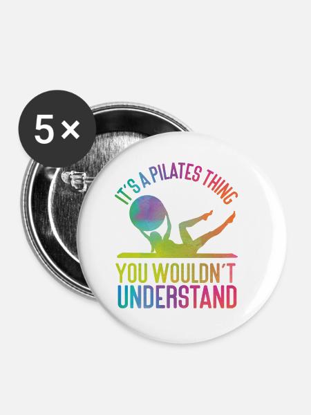 Pilates Instructor Teacher - Buttons klein 25 mm (5er Pack) - Weiß