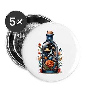 Esthétique florale de style bohème de l’espace extra-atmosphérique - Lot de 5 petits badges (25 mm) - blanc - Devant