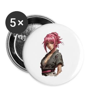 Anime Kunoichi Girl Japanischer Ninja Style - Buttons klein 25 mm (5er Pack) - Weiß - Vorne