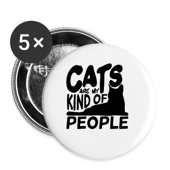 Cat Lover Joke - Buttons small 1''/25 mm (5-pack) - white - Front