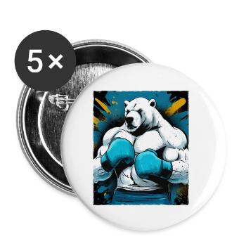 Polar Bär Boxer Kämpfer Eisbär Boxing - Buttons klein 25 mm (5er Pack) - Weiß - Vorne