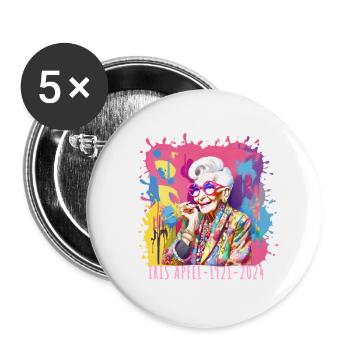 Bunt, Graffiti, illustration, Iris Apfel - Buttons klein 25 mm (5er Pack) - Weiß - Vorne