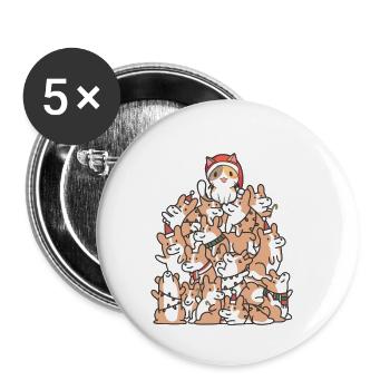 Chat Chiens Noël Noël Animaux Enfants - Lot de 5 petits badges (25 mm) - blanc - Devant