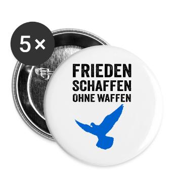FRIEDEN SCHAFFEN OHNE WAFFEN mit Friedenstaube - Buttons klein 25 mm (5er Pack) - Weiß - Vorne