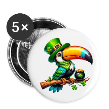 St. Patricks Day Vogel Paradiesvogel Tukan Shirt - Buttons klein 25 mm (5er Pack) - Weiß - Vorne