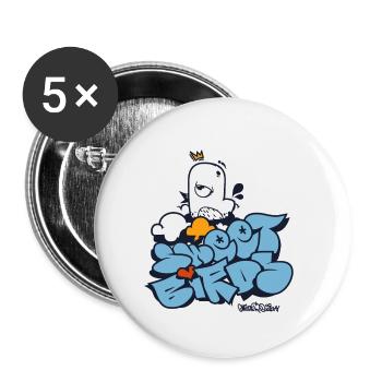 Oiseaux doux - Lot de 5 petits badges (25 mm) - blanc - Devant
