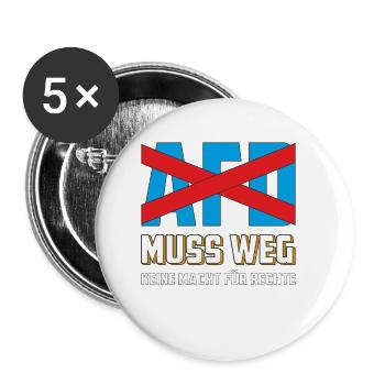 AFD MUSS WEG - Buttons klein 25 mm (5er Pack) - Weiß - Vorne