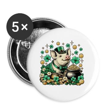 Süßes Glücksschwein Silvester Neujahr - Buttons klein 25 mm (5er Pack) - Weiß - Vorne