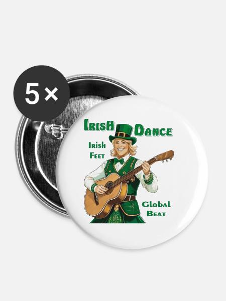 IRISH DANCE - Buttons klein 25 mm (5er Pack) - Weiß